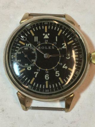 Rare Vintage Men ' s Rolex Military Trench Aviator 532 Black Dial Wristwatch 3