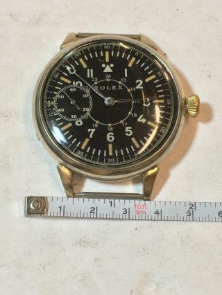 Rare Vintage Men ' s Rolex Military Trench Aviator 532 Black Dial Wristwatch 5