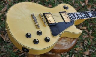 1974 Gibson Les Paul Custom WHITE Cream Vintage 1970 ' s Black Decal PUPS,  OHSC 2