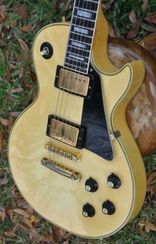 1974 Gibson Les Paul Custom WHITE Cream Vintage 1970 ' s Black Decal PUPS,  OHSC 5