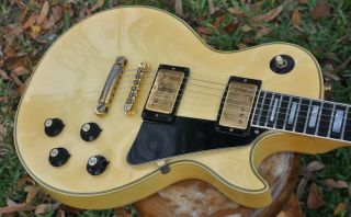 1974 Gibson Les Paul Custom WHITE Cream Vintage 1970 ' s Black Decal PUPS,  OHSC 6