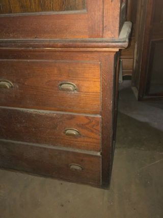 vintage 2 door OAK upright kitchen hutch cabinet old varnish 89” x 50.  5” x 15” 4