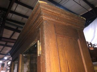 vintage 2 door OAK upright kitchen hutch cabinet old varnish 89” x 50.  5” x 15” 5