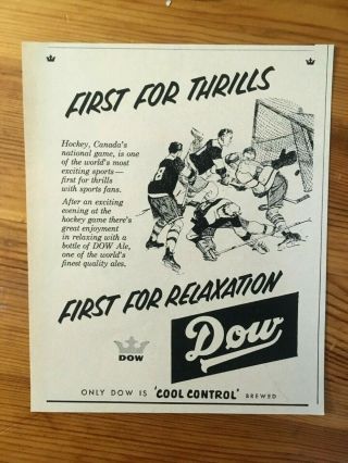1956 Canada Canadian Ad Hockey Players Game Theme Dow Beer Ale Brewery