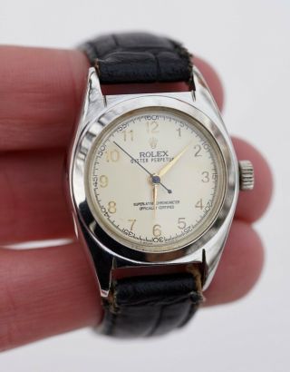 Vintage Rolex Oyster Perpetual Chronometer 5015 Bubble Back Watch 1947