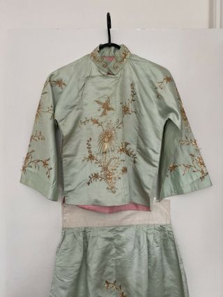 1920s Antique Chinese embroidery set of wedding dress,  cheongsam,  Jacket & skirt 2