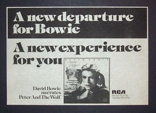 David Bowie Peter And The Wolf 1978 Small Poster Type Ad,  Advert