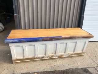 c1900 vintage country store cash wrap counter PINE 8’ x 30” x 33” h great color 3