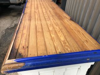 c1900 vintage country store cash wrap counter PINE 8’ x 30” x 33” h great color 4