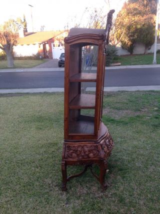 Vintage 50 ' s China Cabinet Curio With Eagle Top Design With 2 Bottom Drawers 2