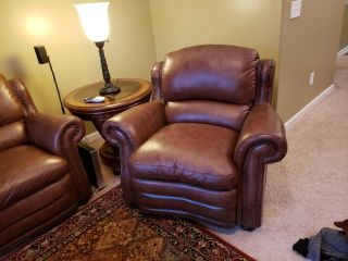 Vintange Autumn Leather Sofa And Chair,  With Ottoman (brown)
