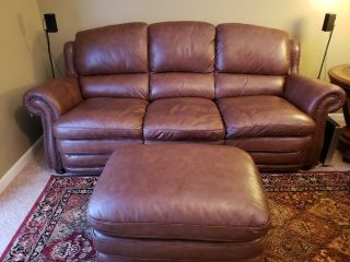 Vintange Autumn Leather Sofa and Chair,  with Ottoman (Brown) 3