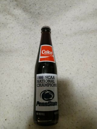 1986 Penn State Ncaa National Champions Joe Paterno Coke Bottle