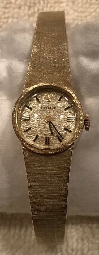 Vintage 1987 Rolex Ladies 14k Solid Gold Cocktail Bracelet Watch
