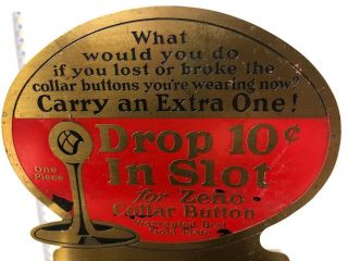 1905 Zeno 10 Cent Collar Button Vending Machine Vintage - Antique 2
