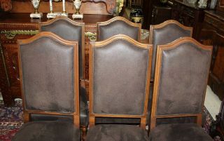 Set of 6 French Antique Oak Louis XIII Dining Room Chairs with Upholstery 5