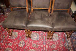 Set of 6 French Antique Oak Louis XIII Dining Room Chairs with Upholstery 6