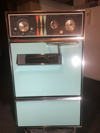 1961 Turquoise Caloric Wall Oven And Rca Whirlpool Stove Top.  Retro Vintage Mcm