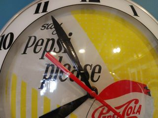 Vintage Say Pepsi Please Lighted Double Bubble Clock Vtg Old 3