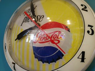 Vintage Say Pepsi Please Lighted Double Bubble Clock Vtg Old 4