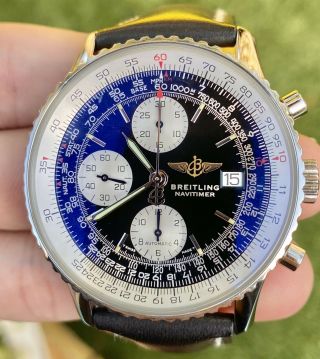 Breitling Old Navitimer Ii 42 Vintage Black Calf Deployment Automatic A13022