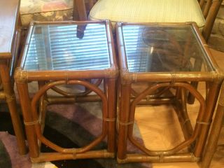 Vintage McGuire Bamboo furniture 5 barrel chairs 4 coffee table 1 loveseat 5