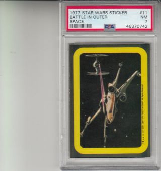 1977 Star Wars Sticker 11 Battle In Outer Space Psa 7 Grade Card