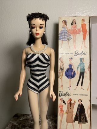 Vintage Barbie Ponytail 3 Stunning All,  Stand,  Box,  Booklet,  Clothes 2