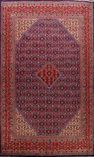 Vintage Geometric Mahal Wool Area Rug Handmade Oriental Navy Blue Carpet 10 