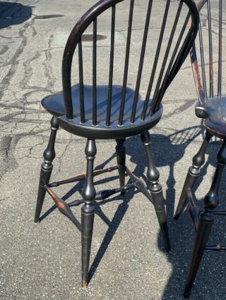 Vintage set of 3 matching D.  R.  Dimes country Windsor island bar chairs in black 2