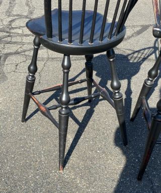 Vintage set of 3 matching D.  R.  Dimes country Windsor island bar chairs in black 3