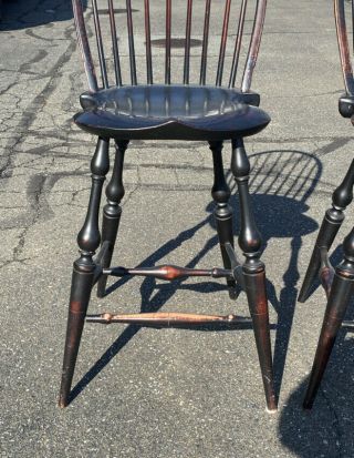 Vintage set of 3 matching D.  R.  Dimes country Windsor island bar chairs in black 5