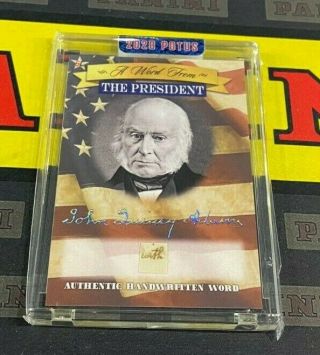 2020 Potus A Word From The President John Quincy Adams Hand Written Word Card