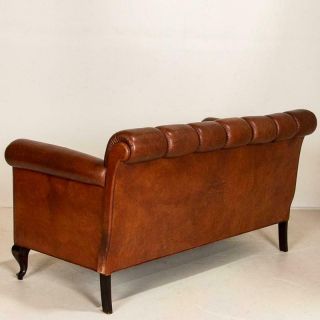 Vintage Leather Loveseat and Club Chairs,  Set of 3 4