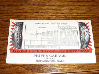 Vintage Oil & Gas Adv Ink Blotter Goodrich Tires Phipps Garage Hopkington Mass