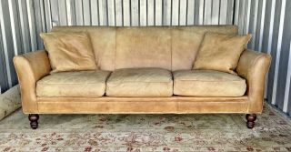 Awesome Vintage Distressed Ralph Lauren Leather Sofa - Great Look