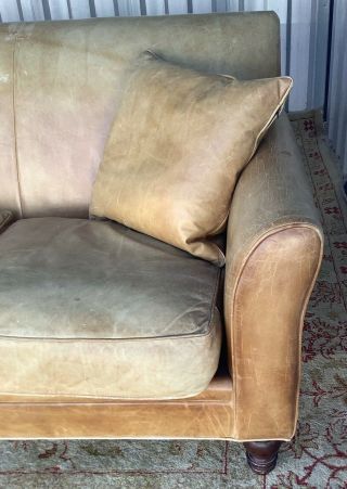 AWESOME Vintage Distressed Ralph Lauren Leather Sofa - GREAT LOOK 2