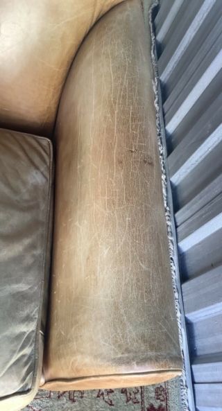 AWESOME Vintage Distressed Ralph Lauren Leather Sofa - GREAT LOOK 4
