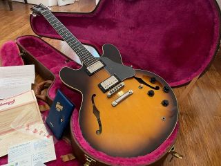 Vintage 1988 Gibson Es 335 Dot Reissue Tobacco Sunburst Ebony Fingerboard Yamano