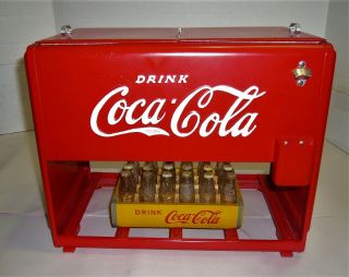 Vintage 1939 Coca - Cola Kay Display Salesman Sample Jr.  Cooler W/books & Case