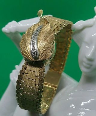 Stunning Hamilton 14k Gold And Diamond Watch Bracelet 34.  4 Grams Rare Vintage
