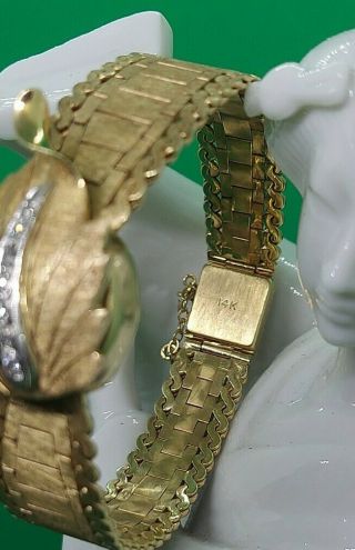 Stunning Hamilton 14k Gold and Diamond Watch Bracelet 34.  4 Grams Rare Vintage 2