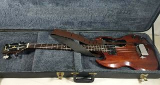 Vintage 1969 Gibson Eb - 0 Bass Guitar With Rectangle Hard Shell Case