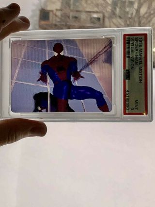 1996 Marvel Motion Spider - Man Virtual Vision Insert - Psa 9 - Pop 2 -