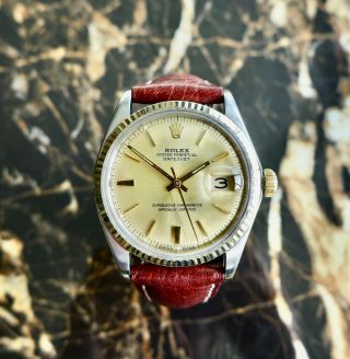 A Stunning Gents Vintage 1970 Rolex Oyster Perpetual Datejust Steel & Gold Watch