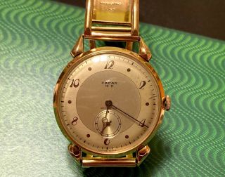 VINTAGE REMARKABLE PACAR 16 JEWEL 18K GOLD MEN ' S WRISTWATCH AND BAND 2