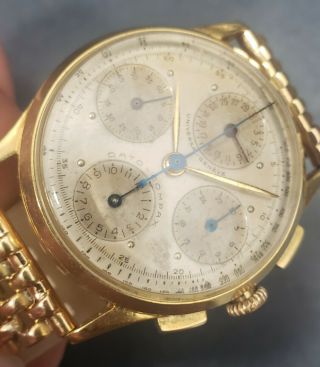 Vintage Universal Geneve Dato Compax Ref 12495 Cal 285 Gold Chronograph Watch 3