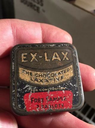 Vintage Ex - Lax Tin Old Box Decorative Sample.  It’s Got To Go.  Great Display