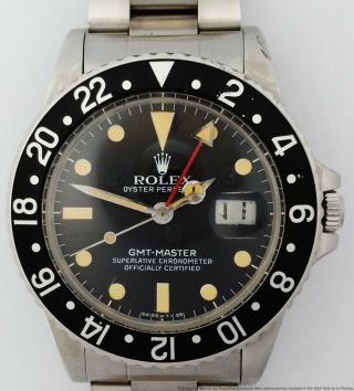 16750 Rolex Gmt Master Cool Black On Black Steel Vintage Mens Watch