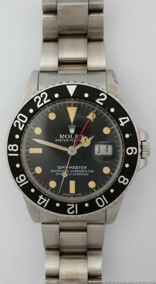 16750 Rolex GMT Master Cool Black on Black Steel Vintage Mens Watch 2